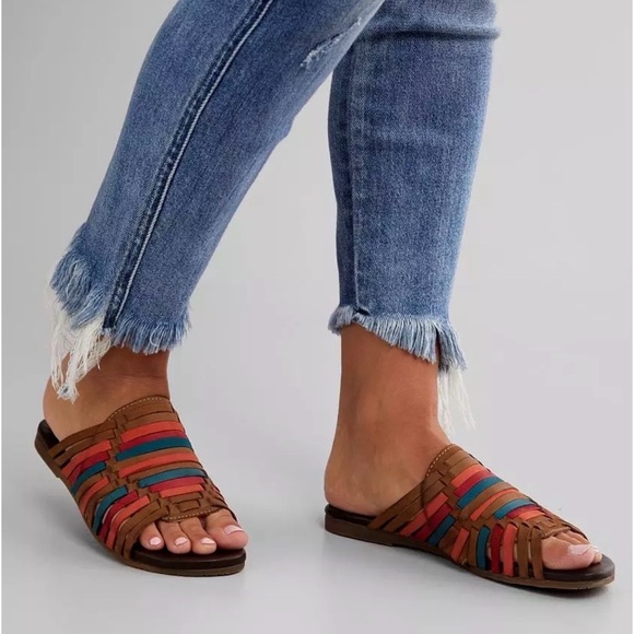 ROAN BY BED|STU Multicolor Huarache Woven Full Grain Leather Slide Sandal. NIB 😍 - Picture 8 of 8
